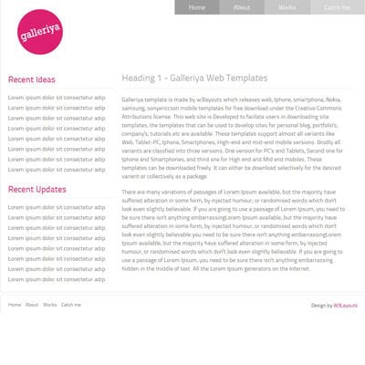 Free  Layouts on Galleriya     Free Protfolio Mobile Website Template   Free Website