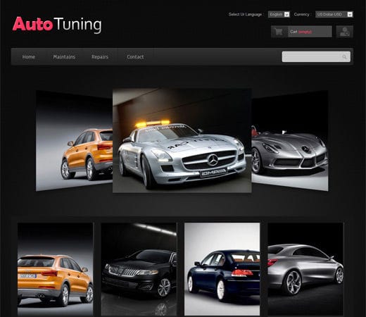 Free website template CSS HTML5 Auto Tuning automobile Mobile Website Template