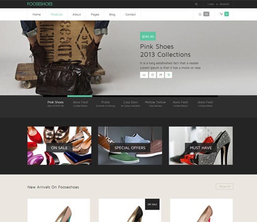 Free website template CSS HTML5 FooseShoes a Flat ECommerce Responsive Web Template