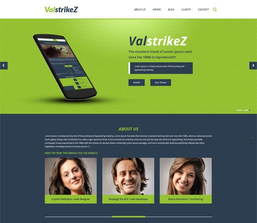 Free website template CSS HTML5 ValstrikeZ a Corporate portfolio Flat Bootstrap Responsive web template