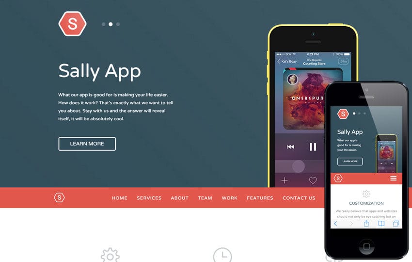 Sally Blocks a Mobile App based Flat Bootstrap Responsive Web Template Mobile website template Free