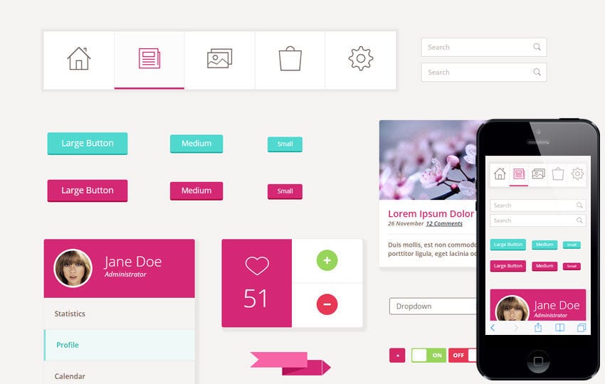 Pretty UI Kit a Flat Bootstrap Responsive Web Template Mobile website template Free
