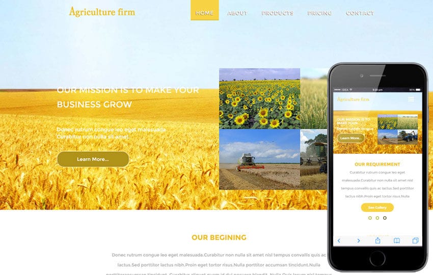 Agriculture Firm a Agriculture Category Flat Bootstrap Responsive Web Template Mobile website template Free