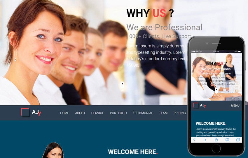 Ajy a Corporate Business Flat Responsive Web Template Mobile website template Free
