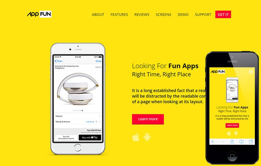 App Fun a Mobile App Landing Flat Bootstrap Responsive Web Template Mobile website template Free