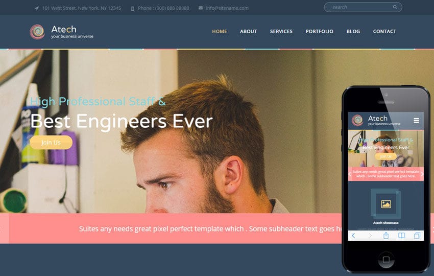 Atech a Corporate Portfolio Flat Bootstrap Responsive Web Template Mobile website template Free