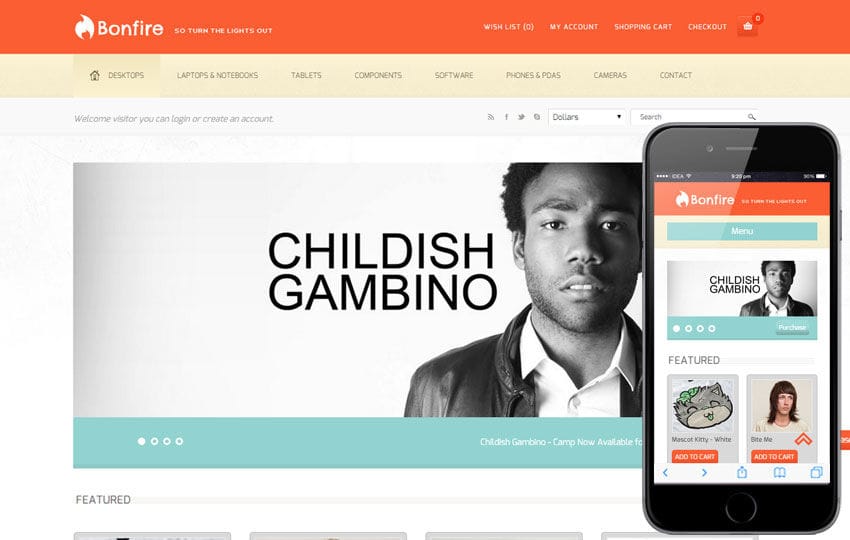 Bonfire a Flat Ecommerce Bootstrap Responsive Web Template Mobile website template Free