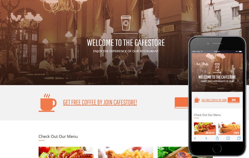 Cafe Store a Hotel Category Flat Bootstrap Responsive Web Template Mobile website template Free