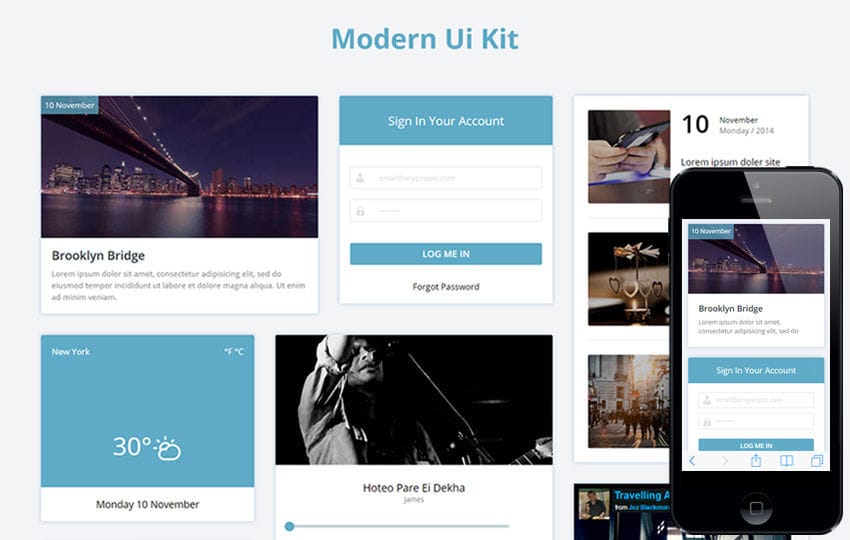 Modern UI Kit a Flat Bootstrap Responsive Web Template Mobile website template Free