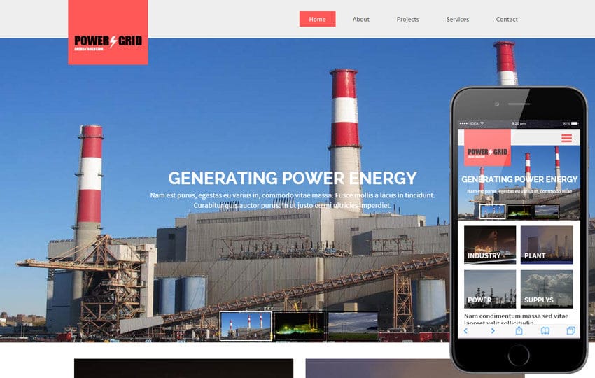 Power Grid a Industrial Category Flat Bootstrap Responsive Web Template Mobile website template Free