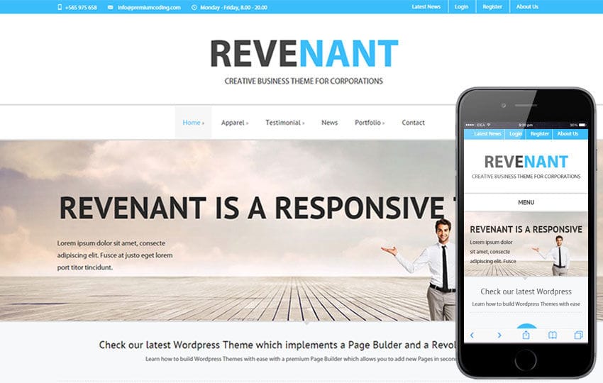 Revenant a Corporate Business Flat Responsive Web Template Mobile website template Free