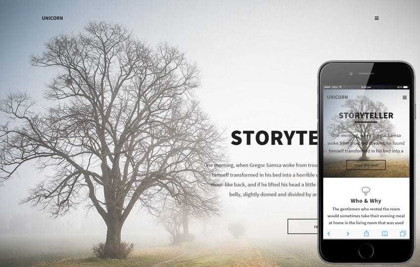 Unicorn a Corporate Business Flat Responsive Web Template Mobile website template Free