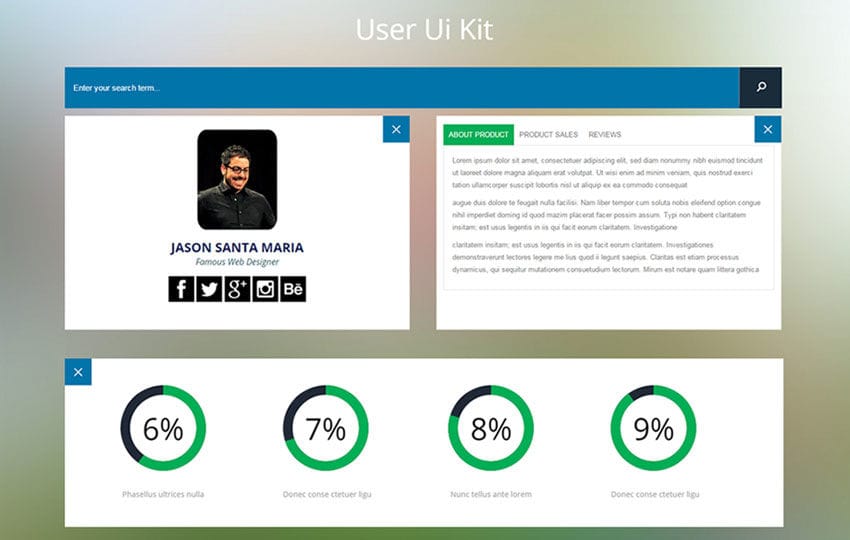 User UI Kit a Flat Bootstrap Responsive Web Template Mobile website template Free