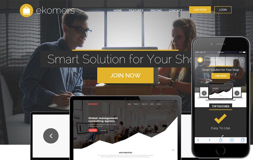 Ekomers a Corporate Business Flat Bootstrap Responsive Web Template Mobile website template Free