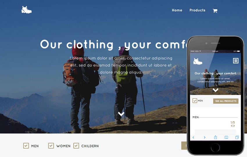 Trekking a Flat Ecommerce Bootstrap Responsive Web Template Mobile website template Free