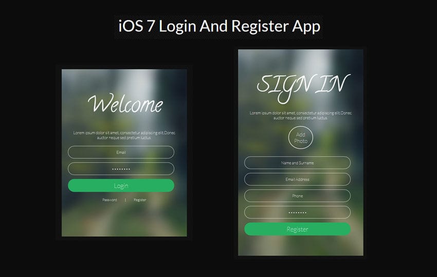 IOS7 Login Register App Responsive Widget Template by ...