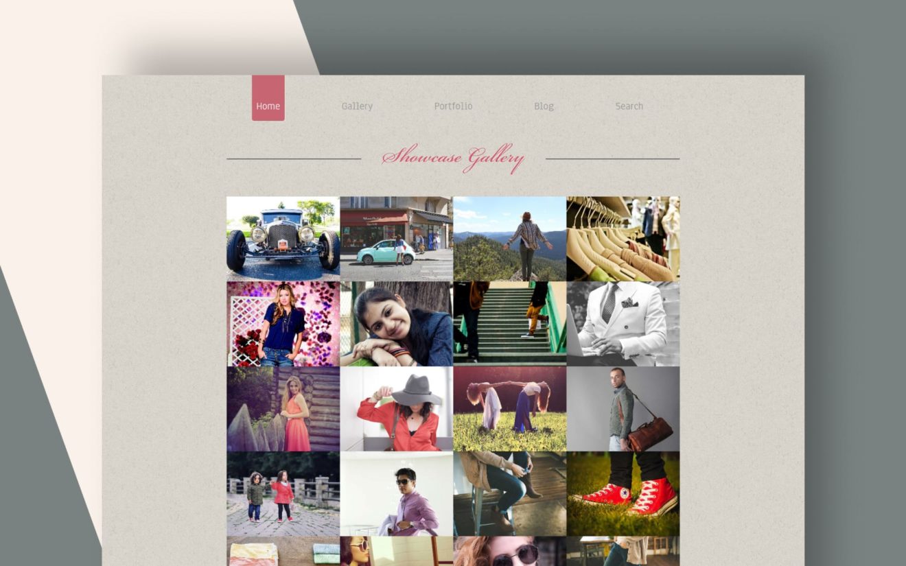 Photo showcase gallery web and mobile template for free
