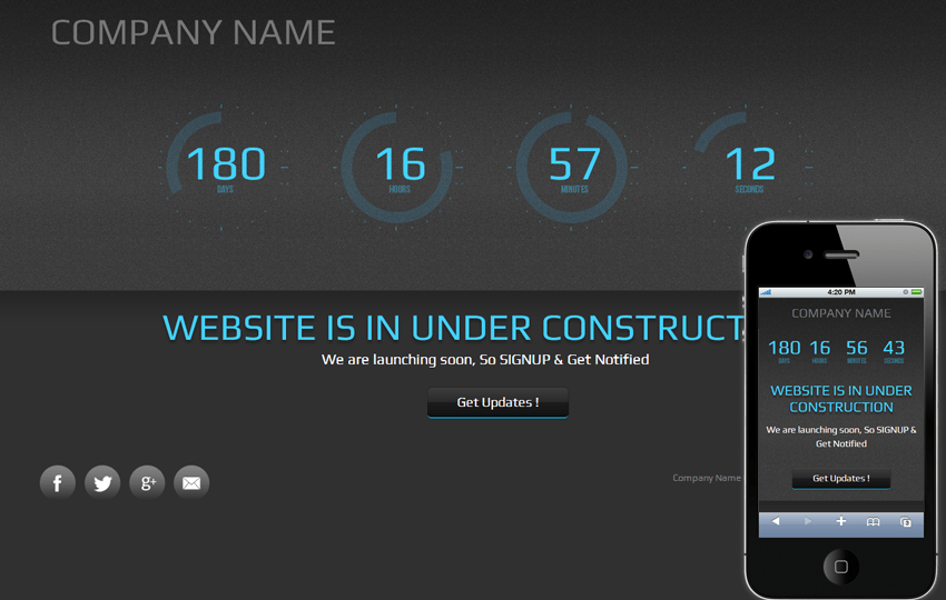 Website Under Construction Page Template