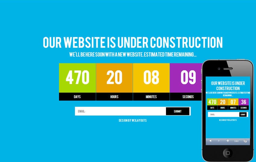 Grand Under Construction Mobile Website Template