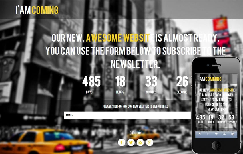 Am coming Under Construction Mobile Website Template