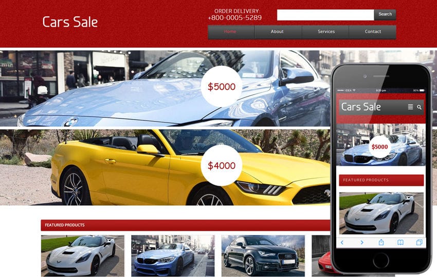 Cars Sale automobile Mobile Website Template