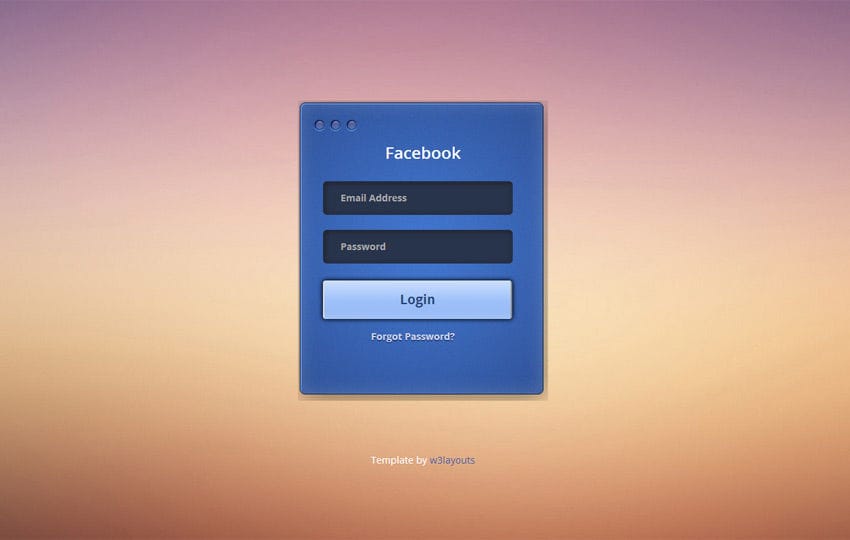 Facebook Login Form By W3layouts