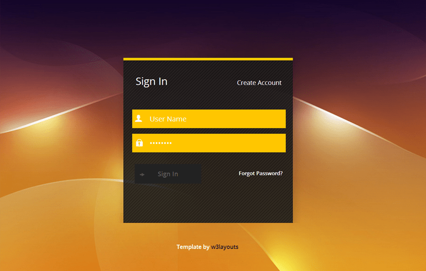 Golden Login Form Template