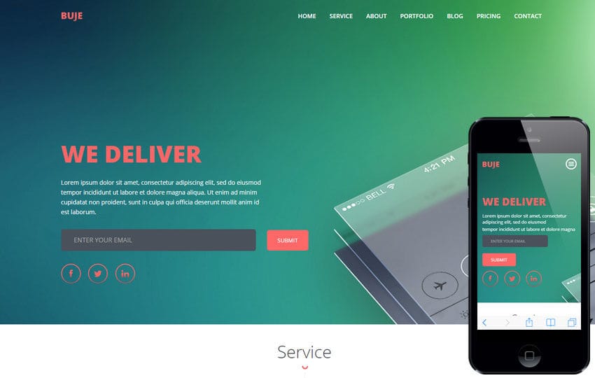 Buje a Mobile App based Flat Bootstrap Responsive Web Template