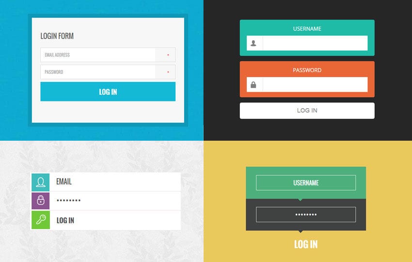 10 Trendy Login Forms in Flat Design Template