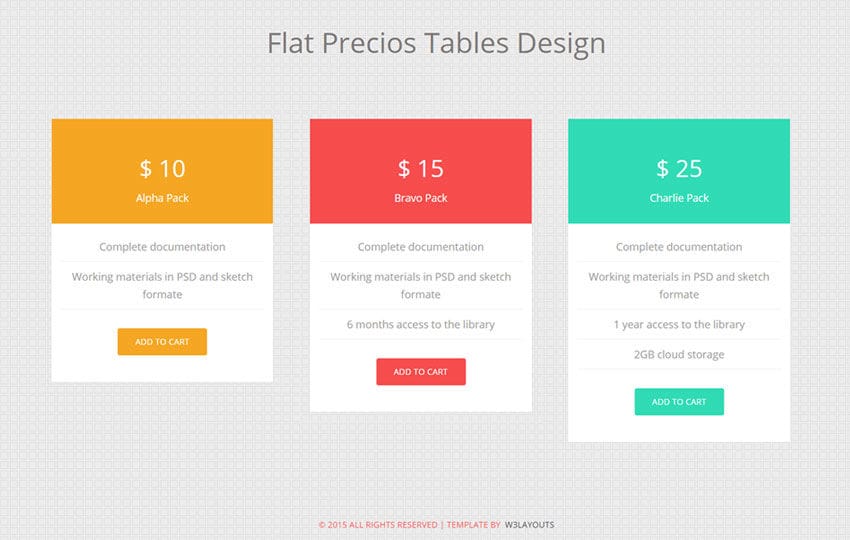 Flat Precious Tables Design Widget Template