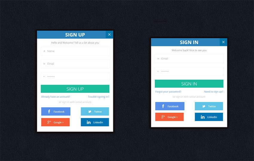Flat Trendy Signup Forms Widget Template