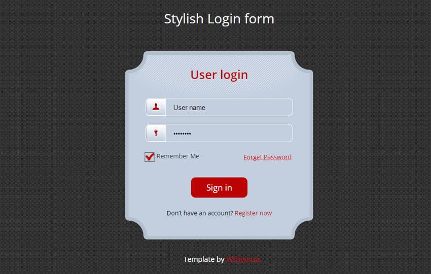 Stylish login Form Widget Template