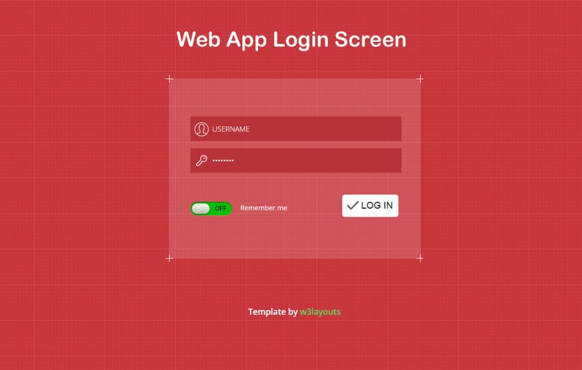 Web App Login Screen Widget Template
