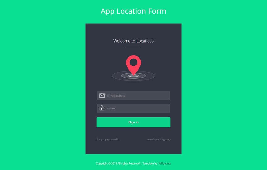 App Location Form Flat Responsive Widget Template