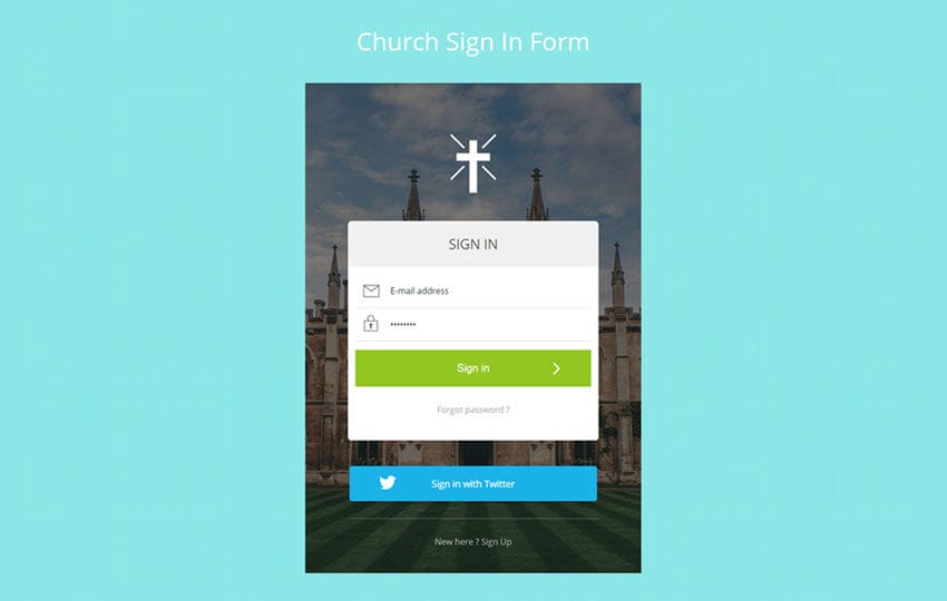 Church Signin Form Flat Responsive Widget Template