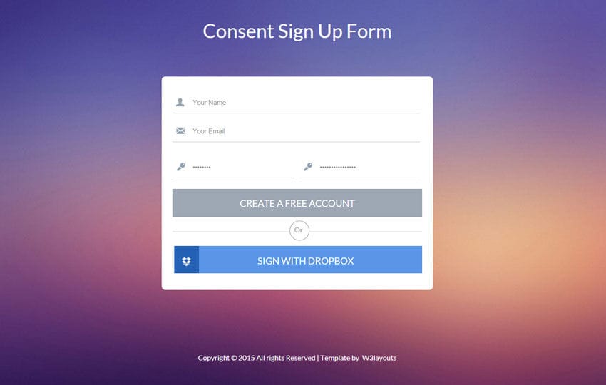Consent Flat Signup Form Widget Template