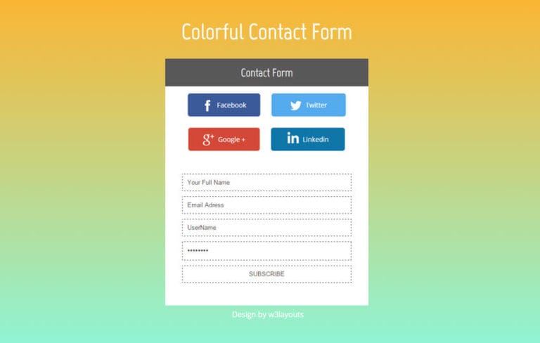 Colorful Contact Form Flat Widget Template By W3layouts