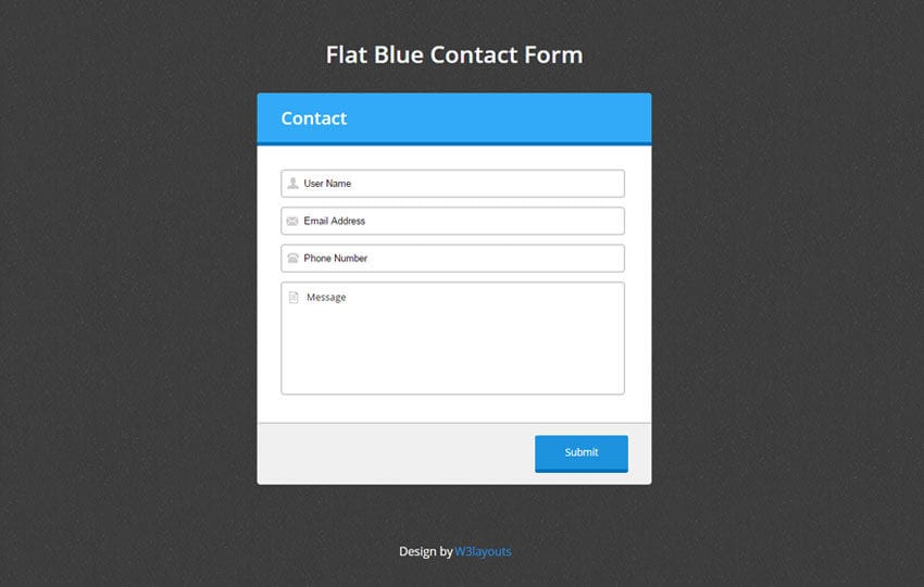 Flat Blue Contact Form Responsive Widget Template