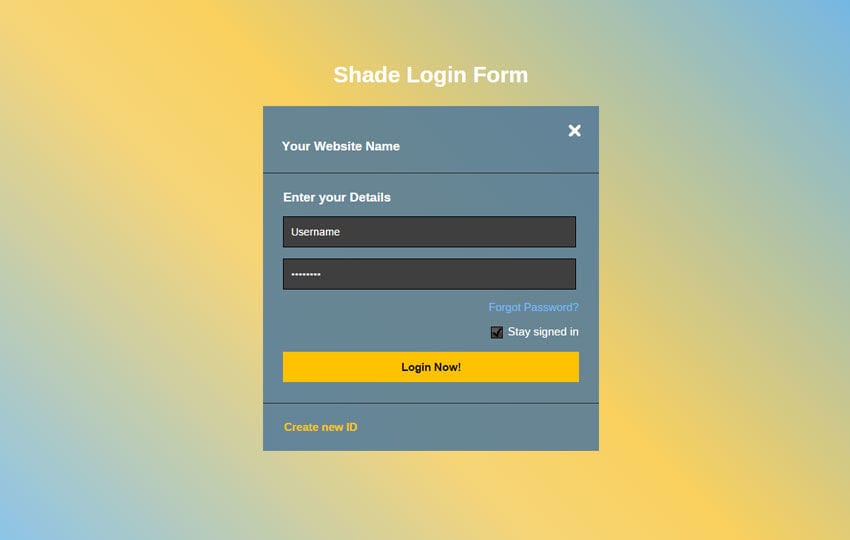 Shade Login Form Responsive Widget Template