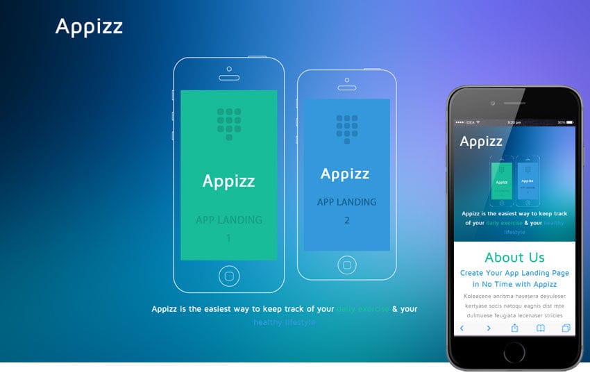 Appizz a Mobile  App  based Flat Bootstrap Responsive Web 