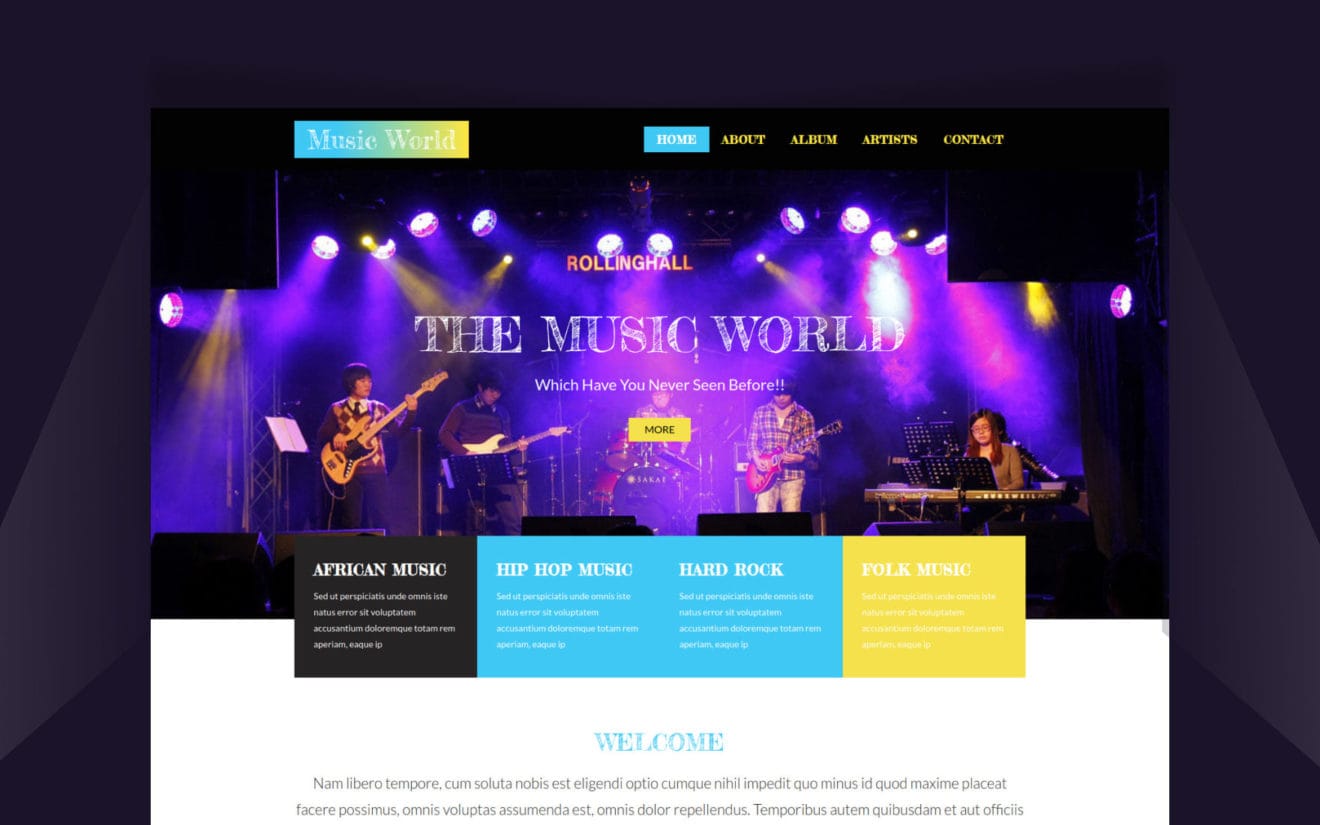 Music World a Entertainment Category Flat Bootstrap Responsive web template
