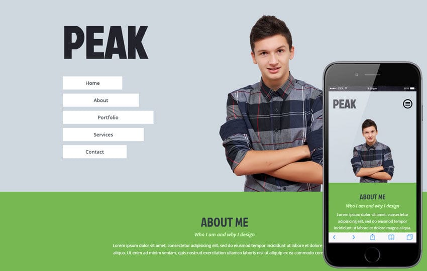 Peak a Personal Portfolio Flat Bootstrap Responsive Web 