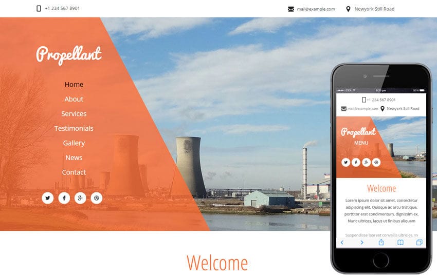 Propellant a Industrial Category Flat Bootstrap Responsive Web Template
