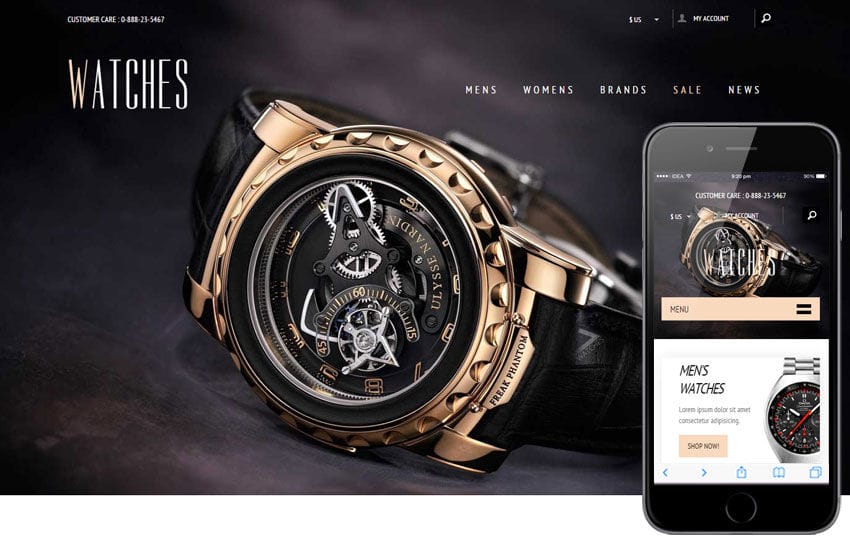 Watches a Flat Ecommerce Bootstrap Responsive Web Template