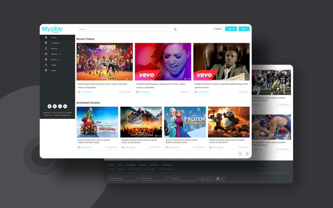 My Play a Video Content Portal Flat Bootstrap Responsive Web Template