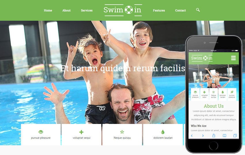 Swim In a Sports Category Flat Bootstrap Responsive Web Template
