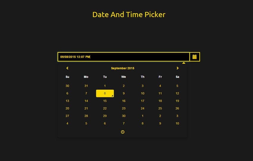Date and Time Picker Responsive Widget Template