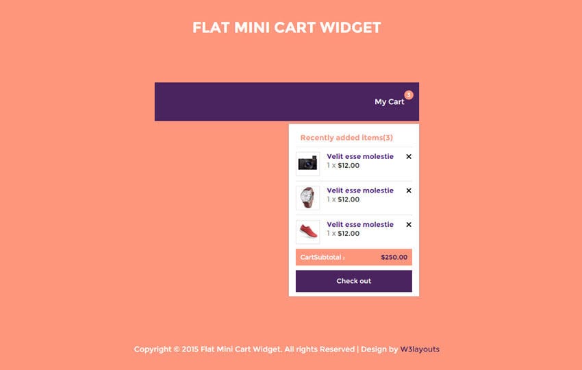 Flat Mini Cart Responsive Widget Template
