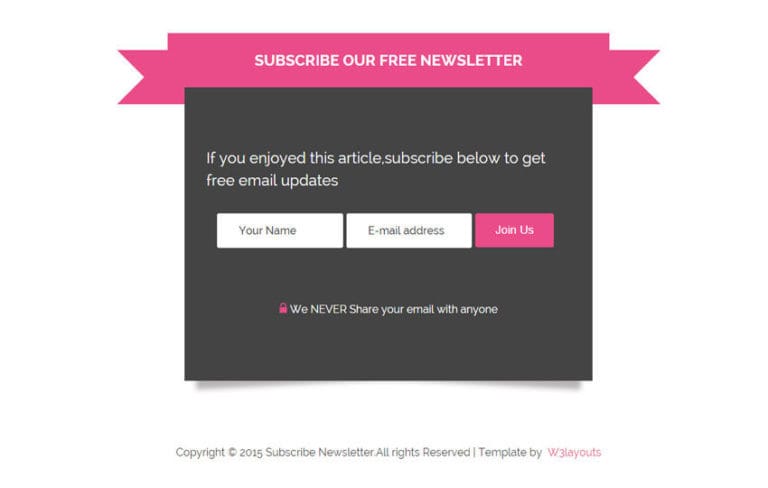 Newsletter Subscriber Form Responsive Widget Template by w3layouts
