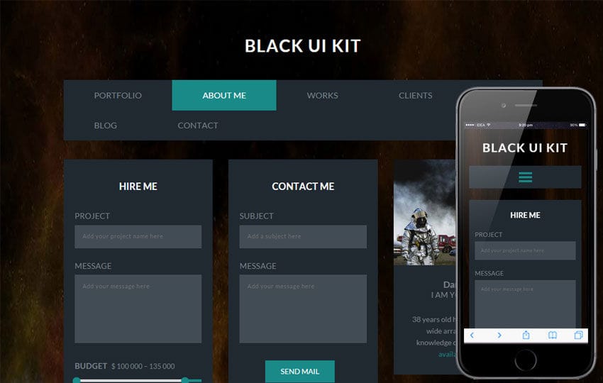 Black UI Kit a Flat Bootstrap Responsive Web Template